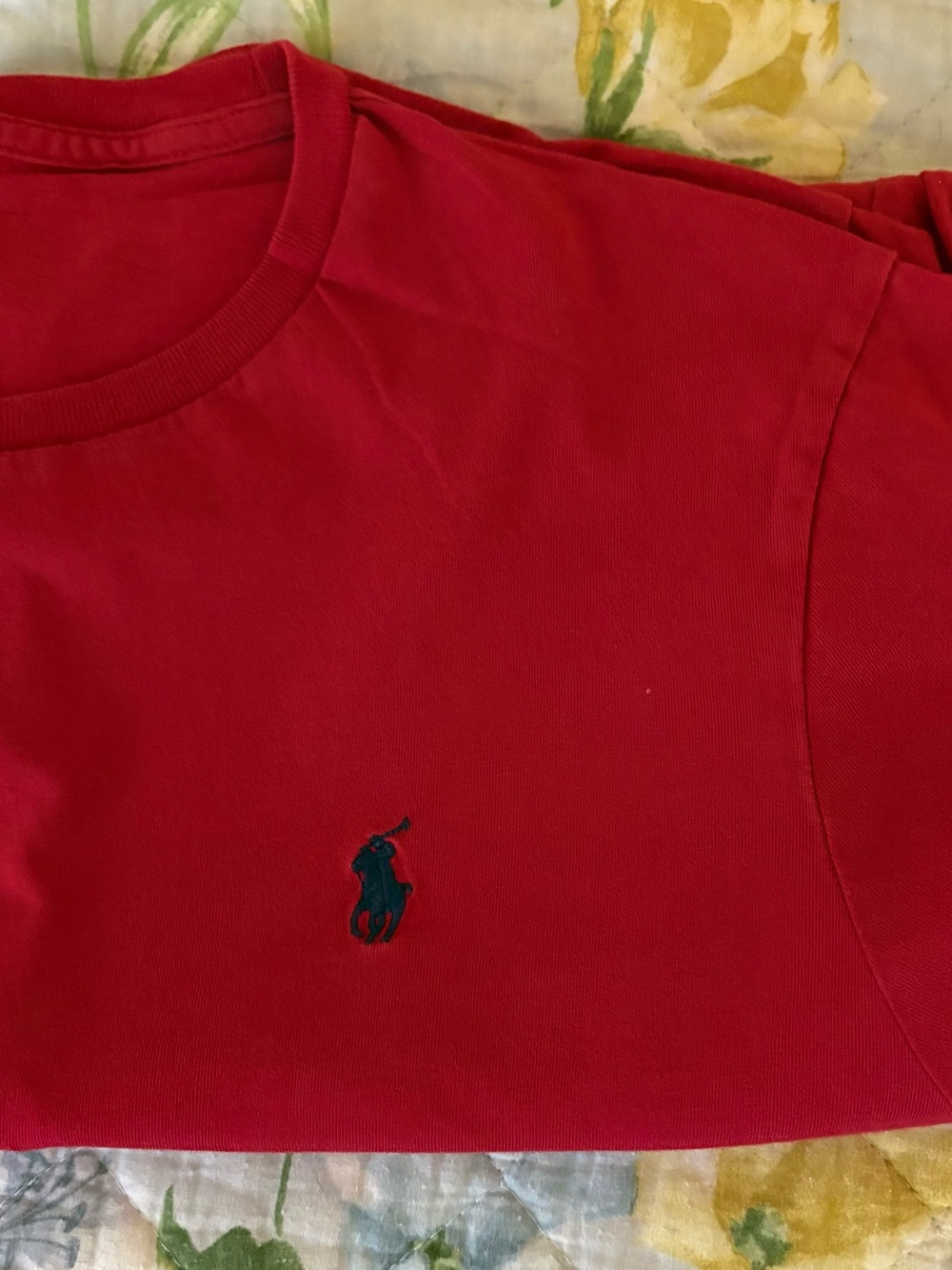 Polo by Ralph Lauren Red Crew Tee with Subtle Logo Print Short Sleeve